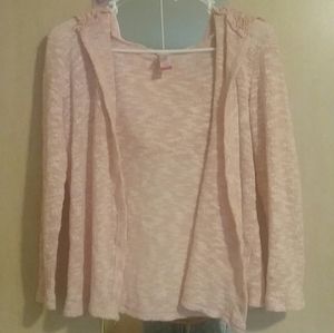 Pastel pink cardigan w/ hood